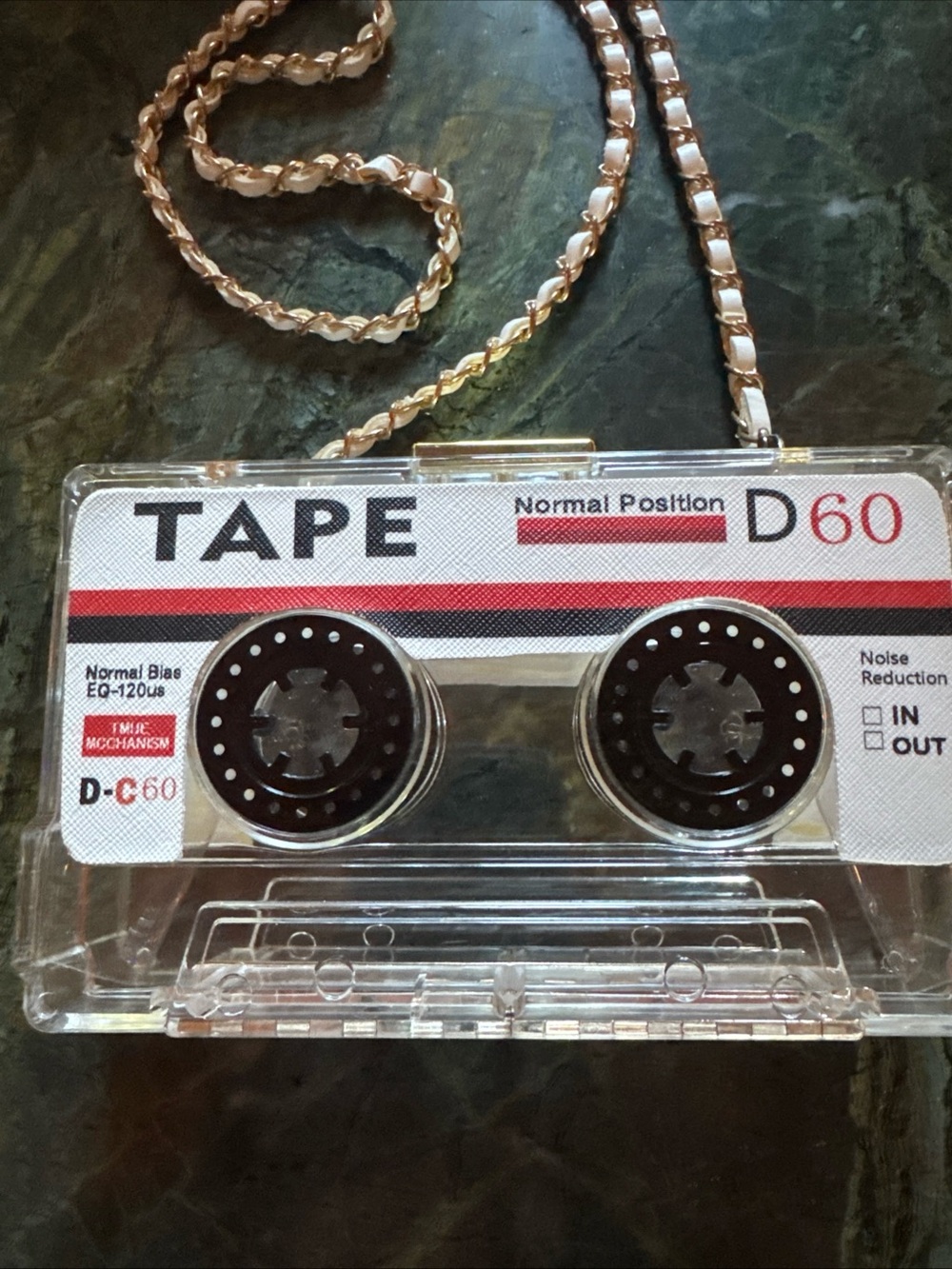 Vintage-Inspired Clear Acrylic Cassette Tape Clutch Bag | Crossbody Chain |Retro - Picture 2 of 6